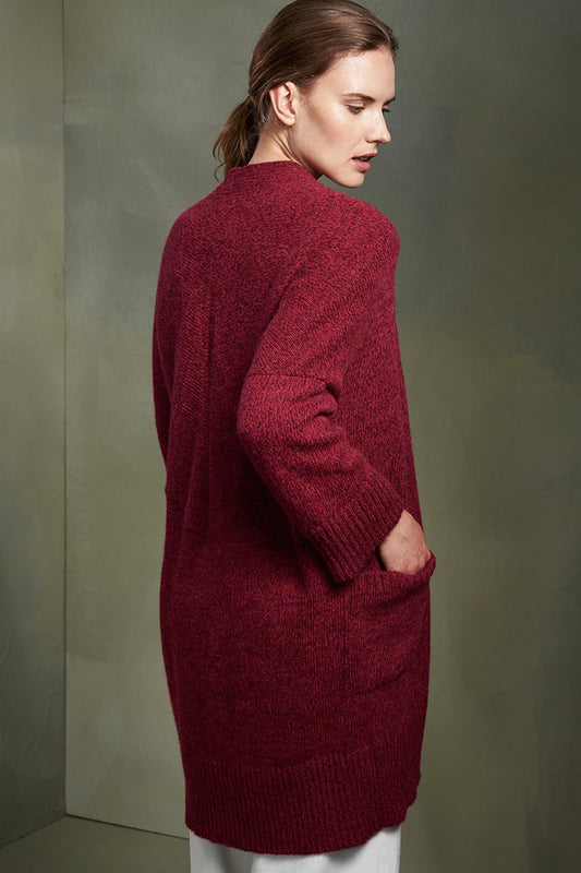 Cárdigan Tila Baby Alpaca Color Multicolor Rojo