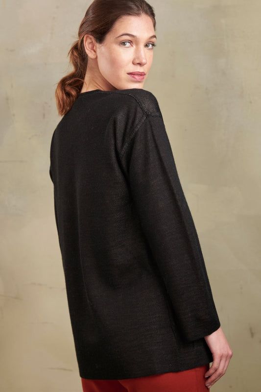 Tingo Cardigan Baby Alpaca Color Negro&amp;Ajonjolí