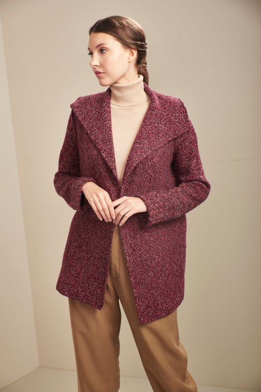 Cárdigan Unastoria Baby Alpaca Color Pinot