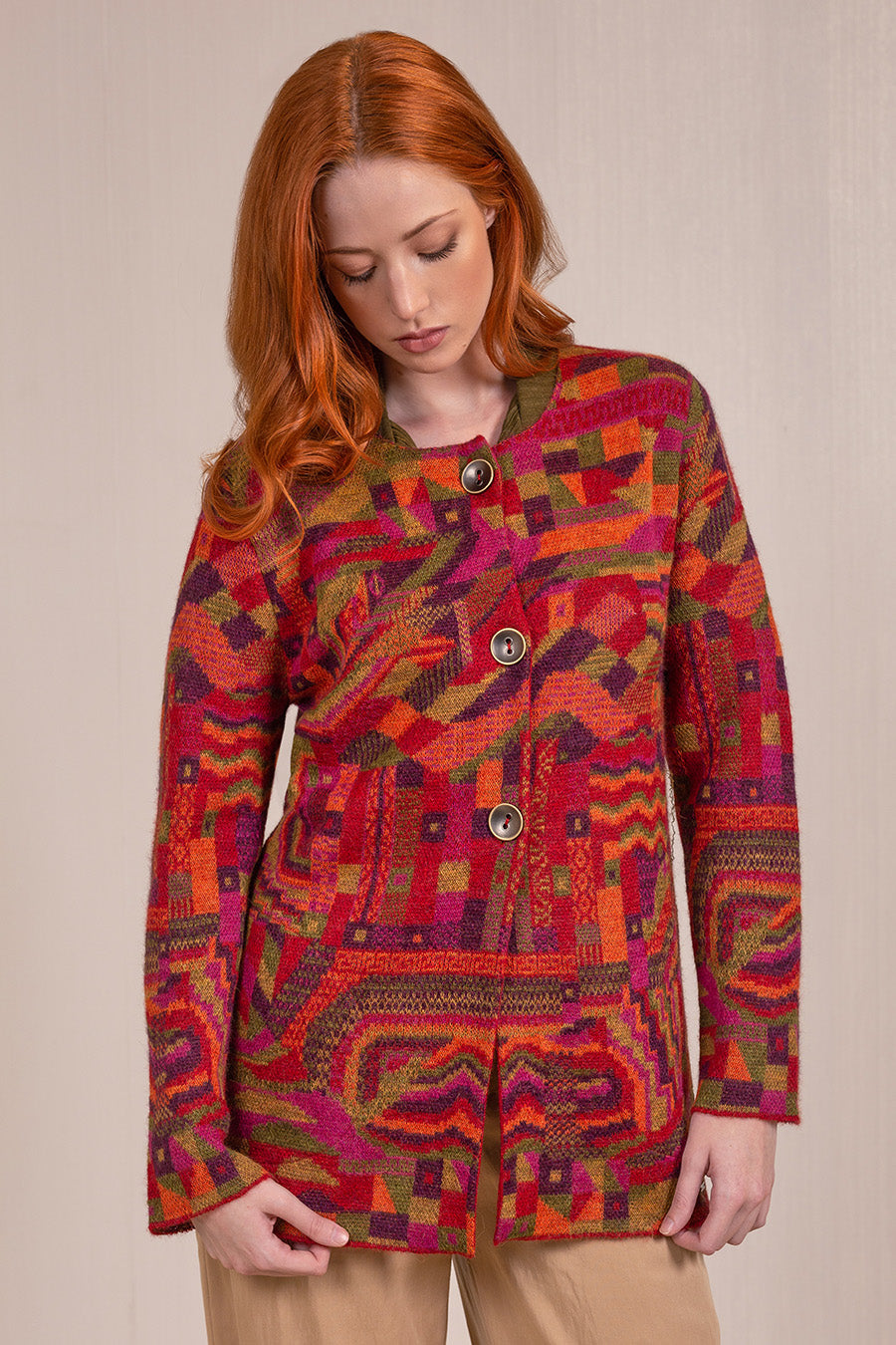 Vesubio Cardigan Baby Alpaca Color Rosso