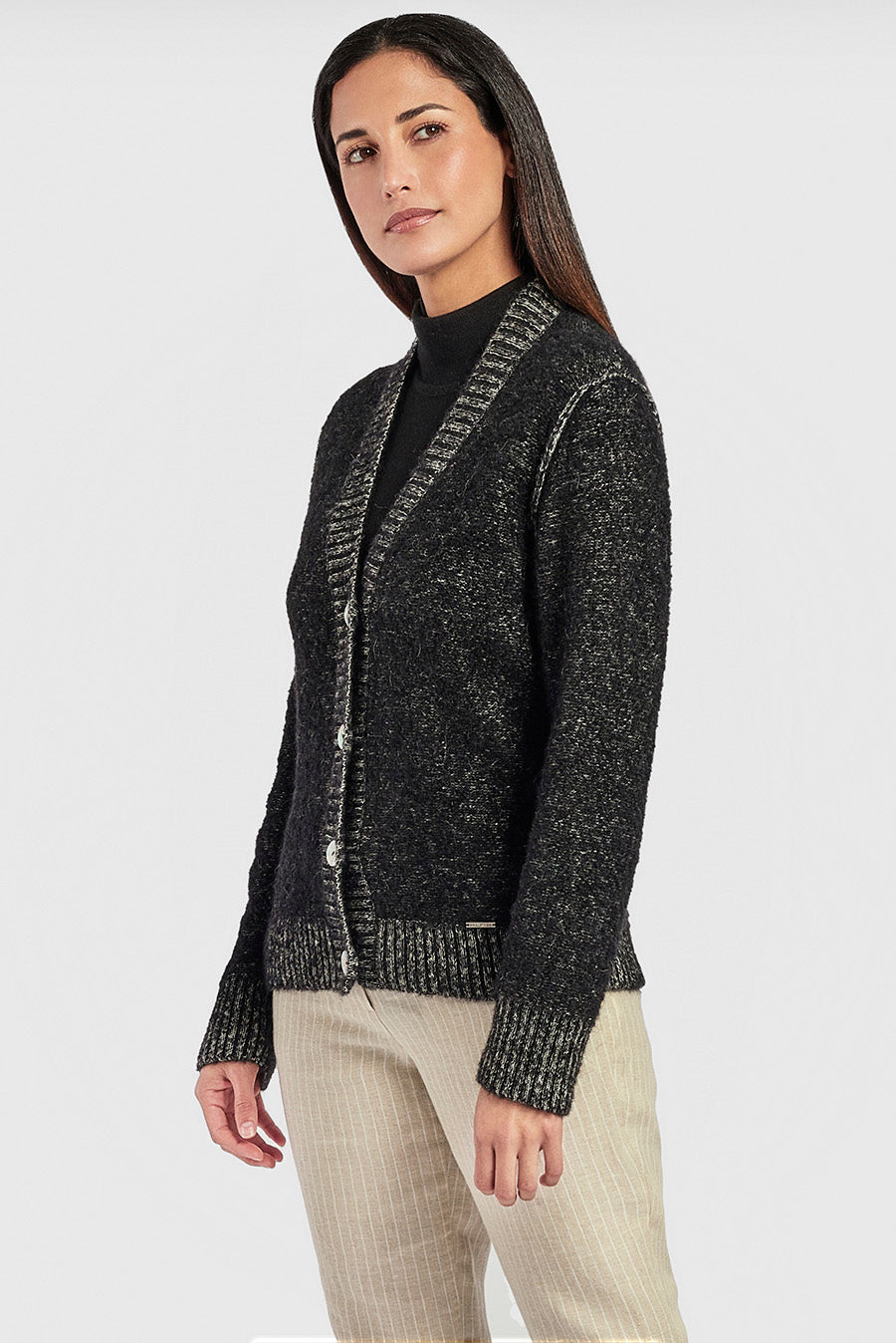 Week Cardigan Baby Alpaca Color B&w