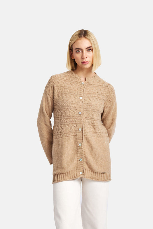 Cárdigan de invierno de alpaca bebé color rebozuelo