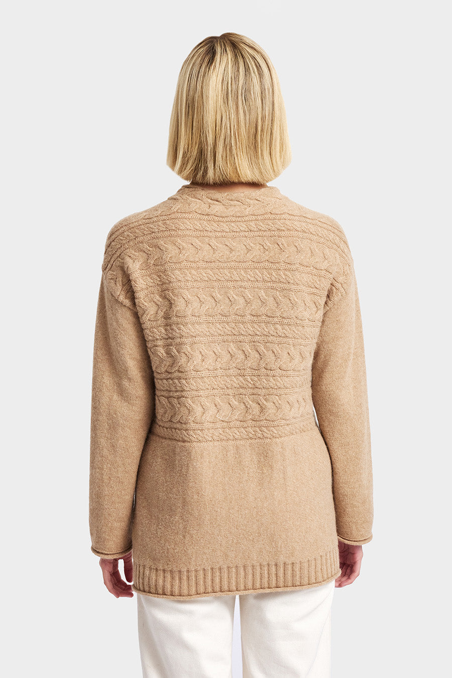 Cárdigan de invierno de alpaca bebé color rebozuelo