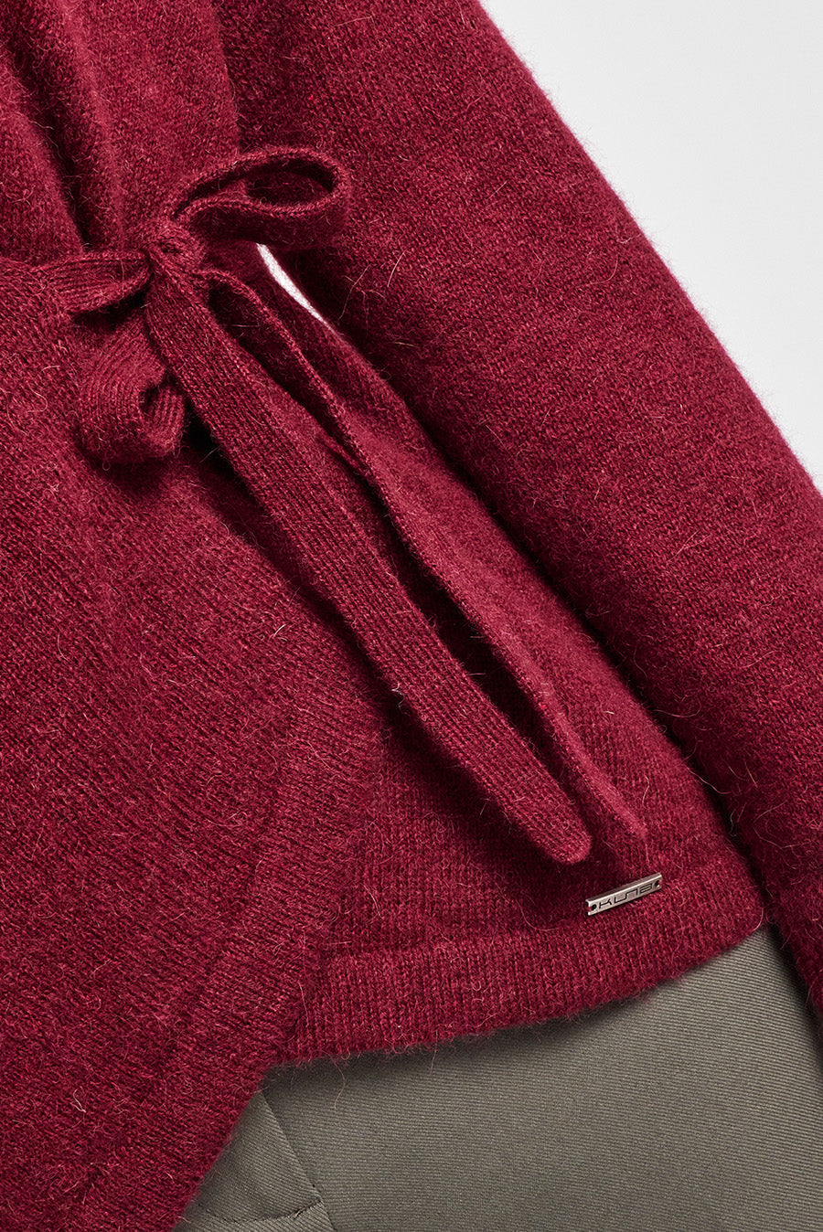 Cárdigan de fin de semana de alpaca bebé color piedra sangre