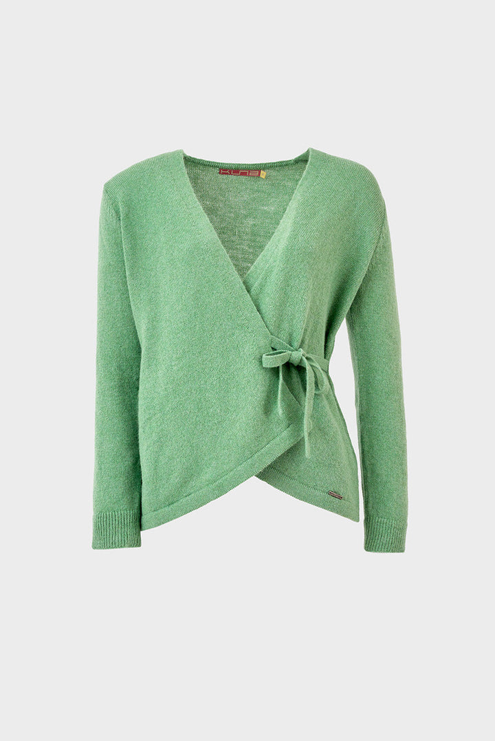 Cárdigan de fin de semana de alpaca bebé color albahaca