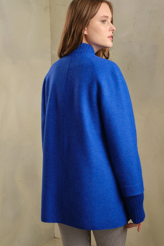 Abrigo Tyler de alpaca y lana color azul
