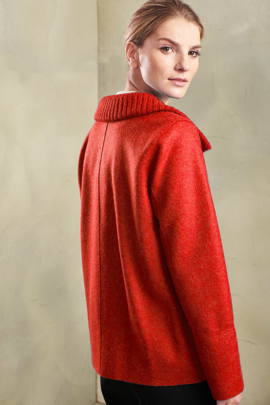 Abrigo Tambo de Alpaca y Lana Color Rojo