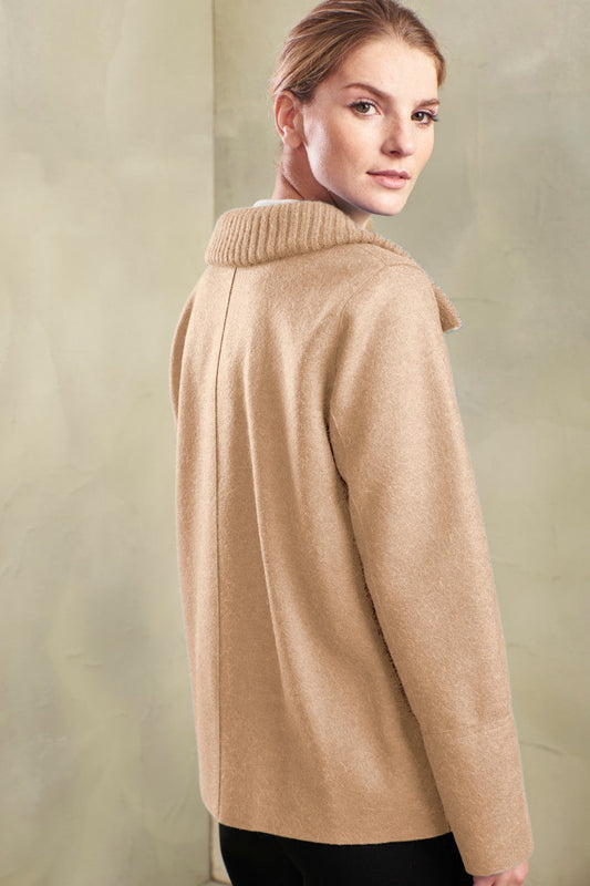 Abrigo Tambo de Alpaca y Lana Color Croissant