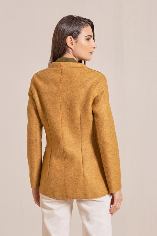 Abrigo Vederetro de Alpaca y Lana Color Curry