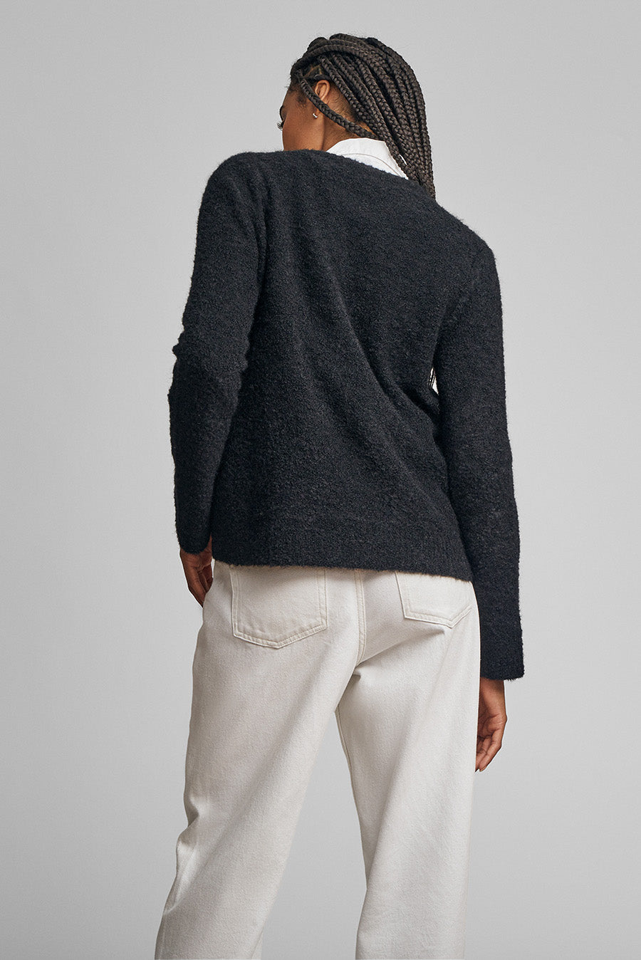 Cárdigan Blanco Color Alpaca Negro