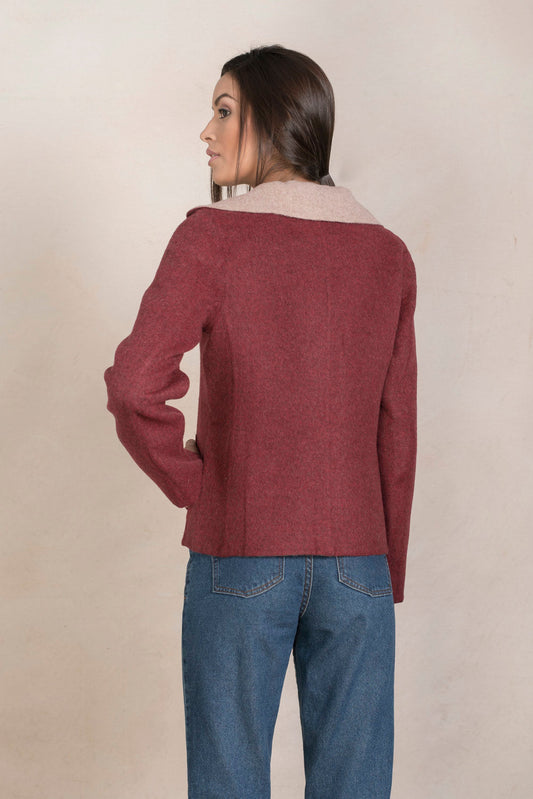 Chaqueta Nali Baby Alpaca y Lana Color China y Greige