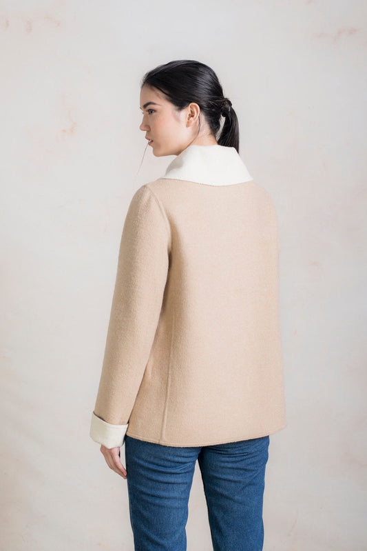 Chaqueta Regaliz Baby Alpaca &amp; Lana Color Chanterelle &amp; Ecru
