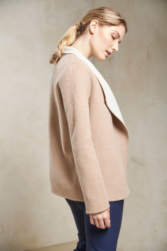 Abrigo Steffie Baby Alpaca y Lana Color Croissan y Crudo
