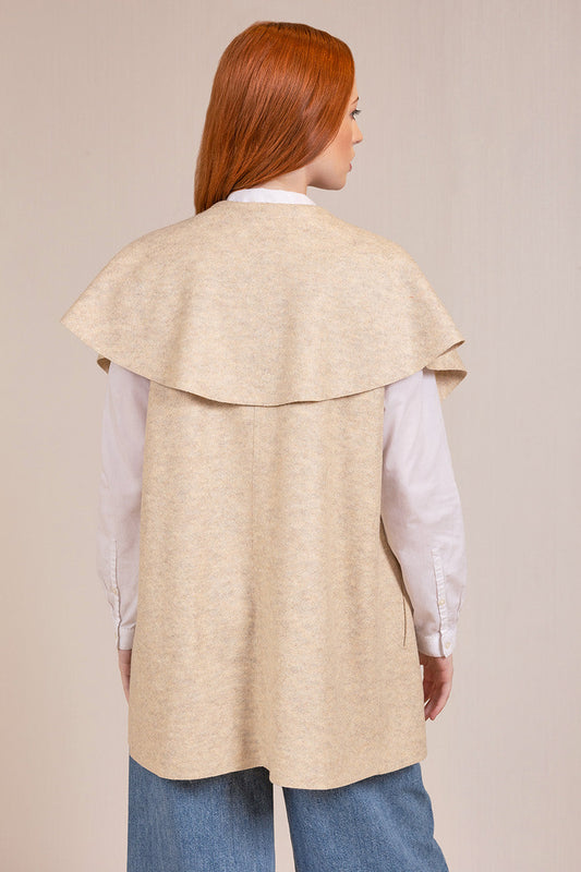Chaleco Vandyck de alpaca y lana color crema