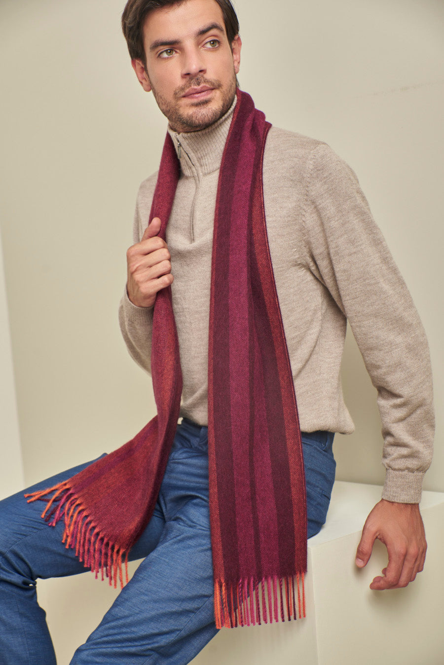 Pearshap Guinda Scarf Baby Alpaca Color Burgundy