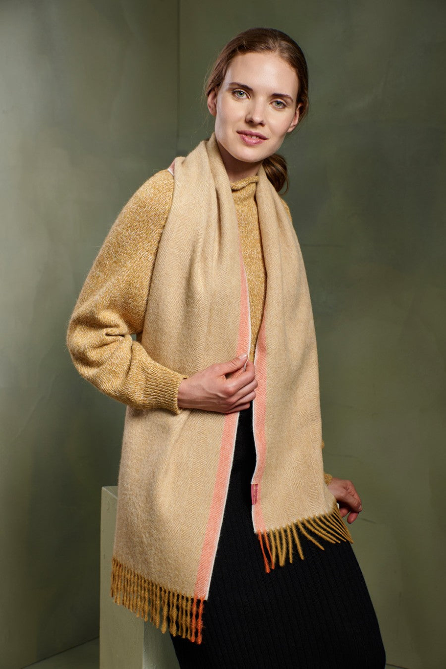 Rabat - A Amarillo Scarf Baby Alpaca Color Yellow