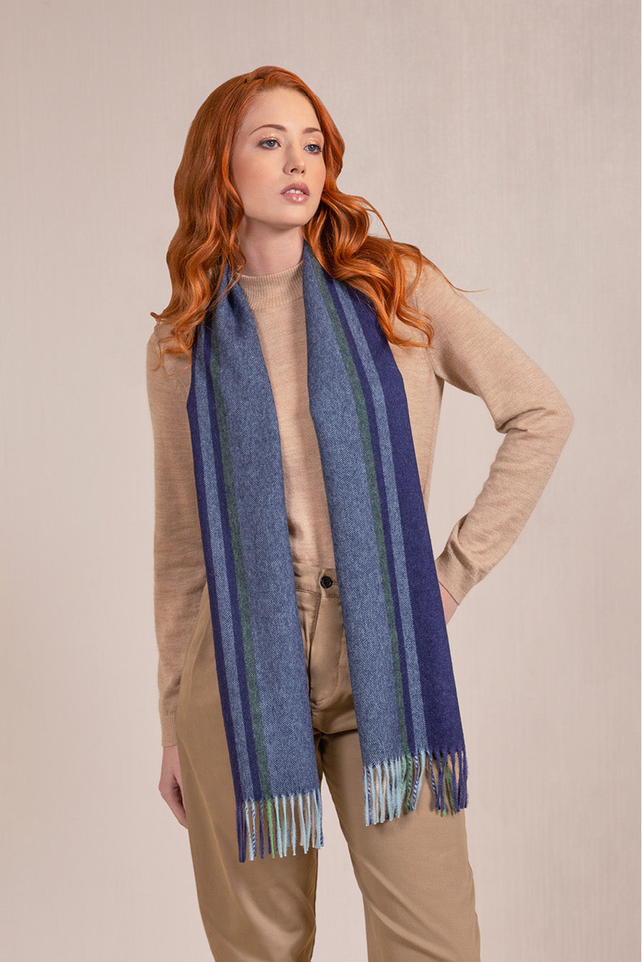 Rack Scarf Baby Alpaca Color Blue