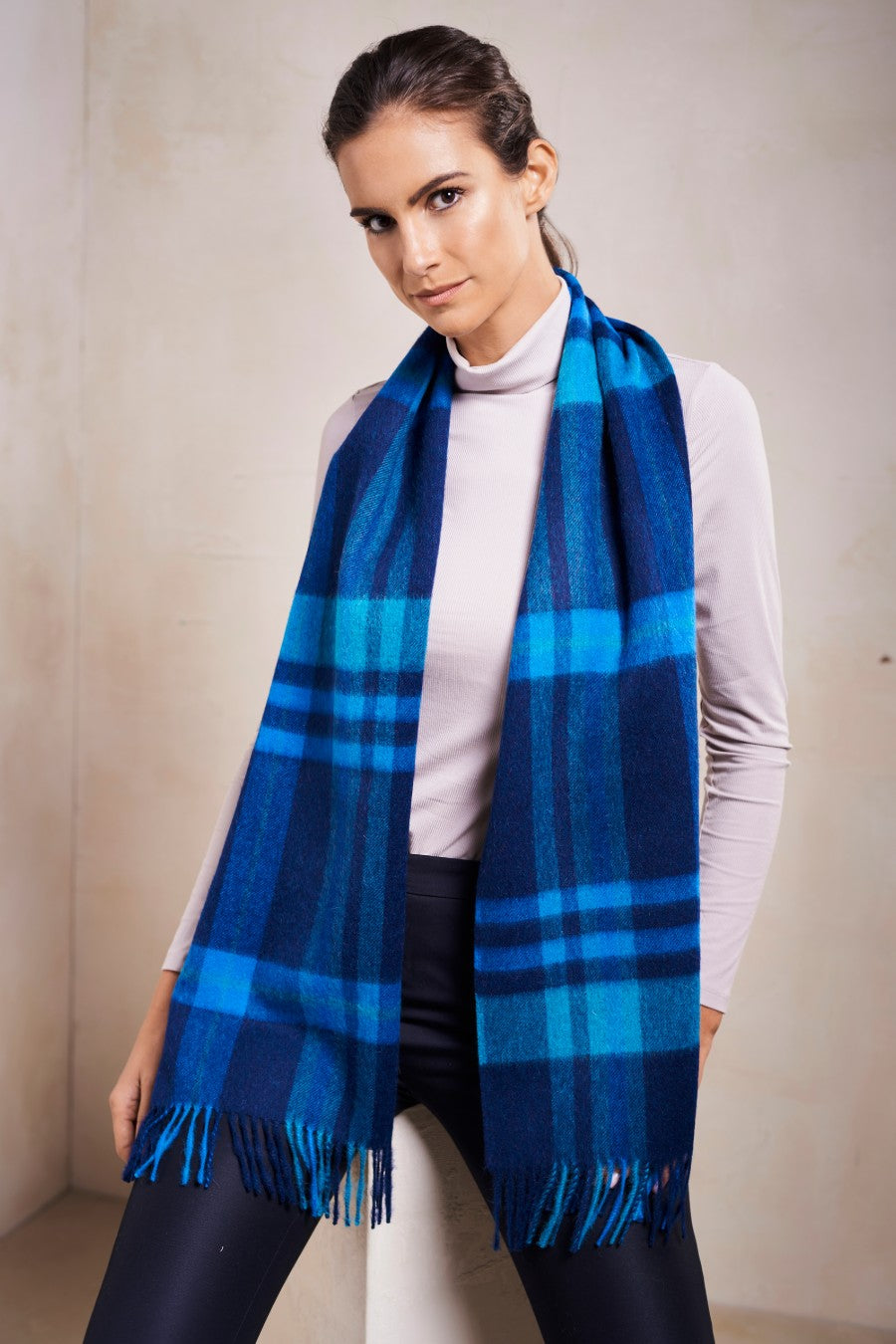 Peat Scarf Baby Alpaca Color Blue