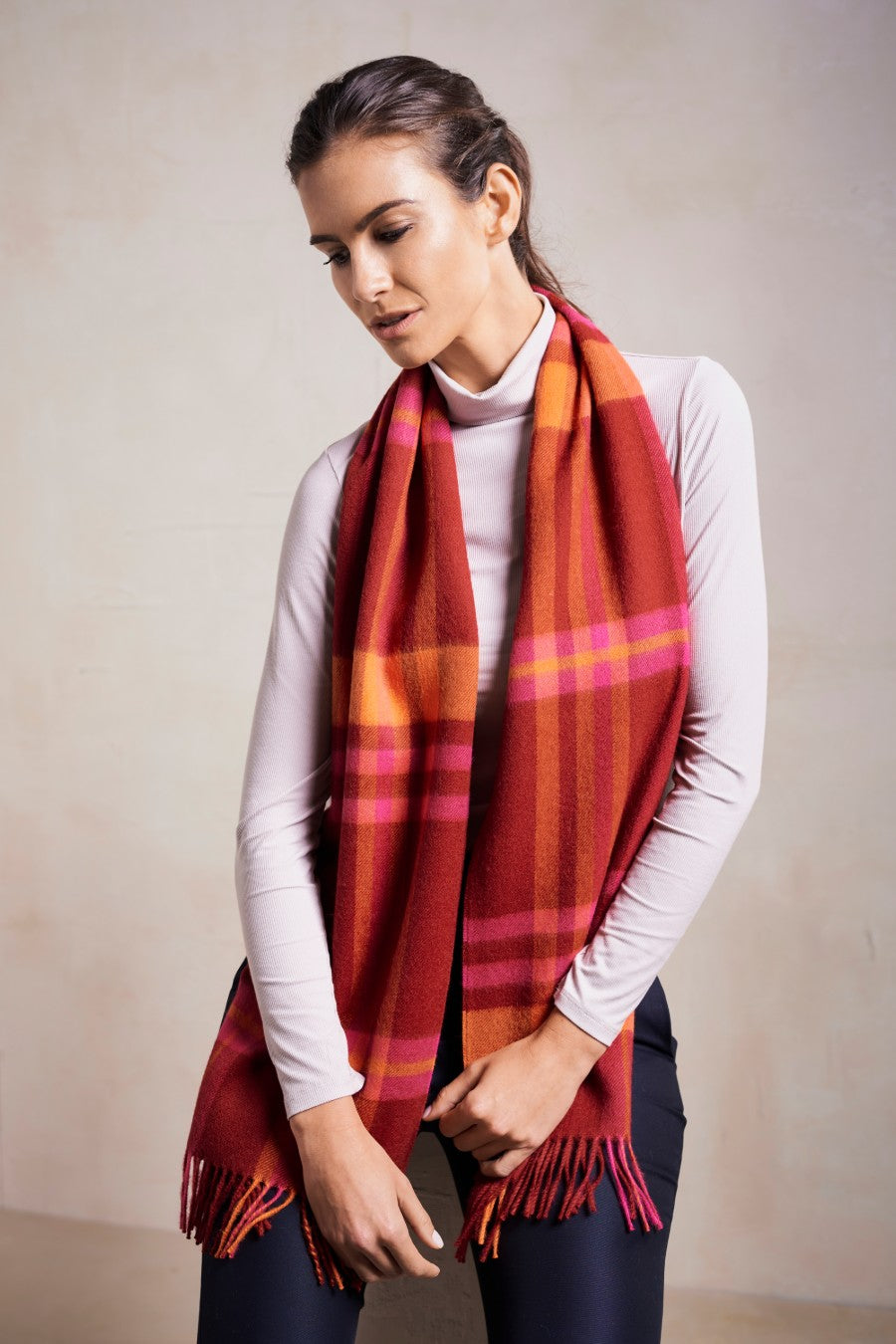 Peat Scarf Baby Alpaca Color Red