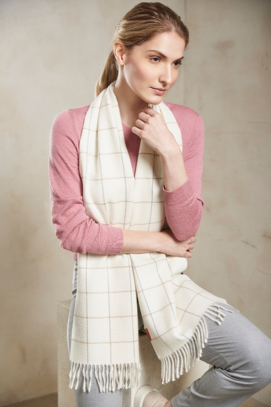 Pino Scarf Baby Alpaca Color Ecru