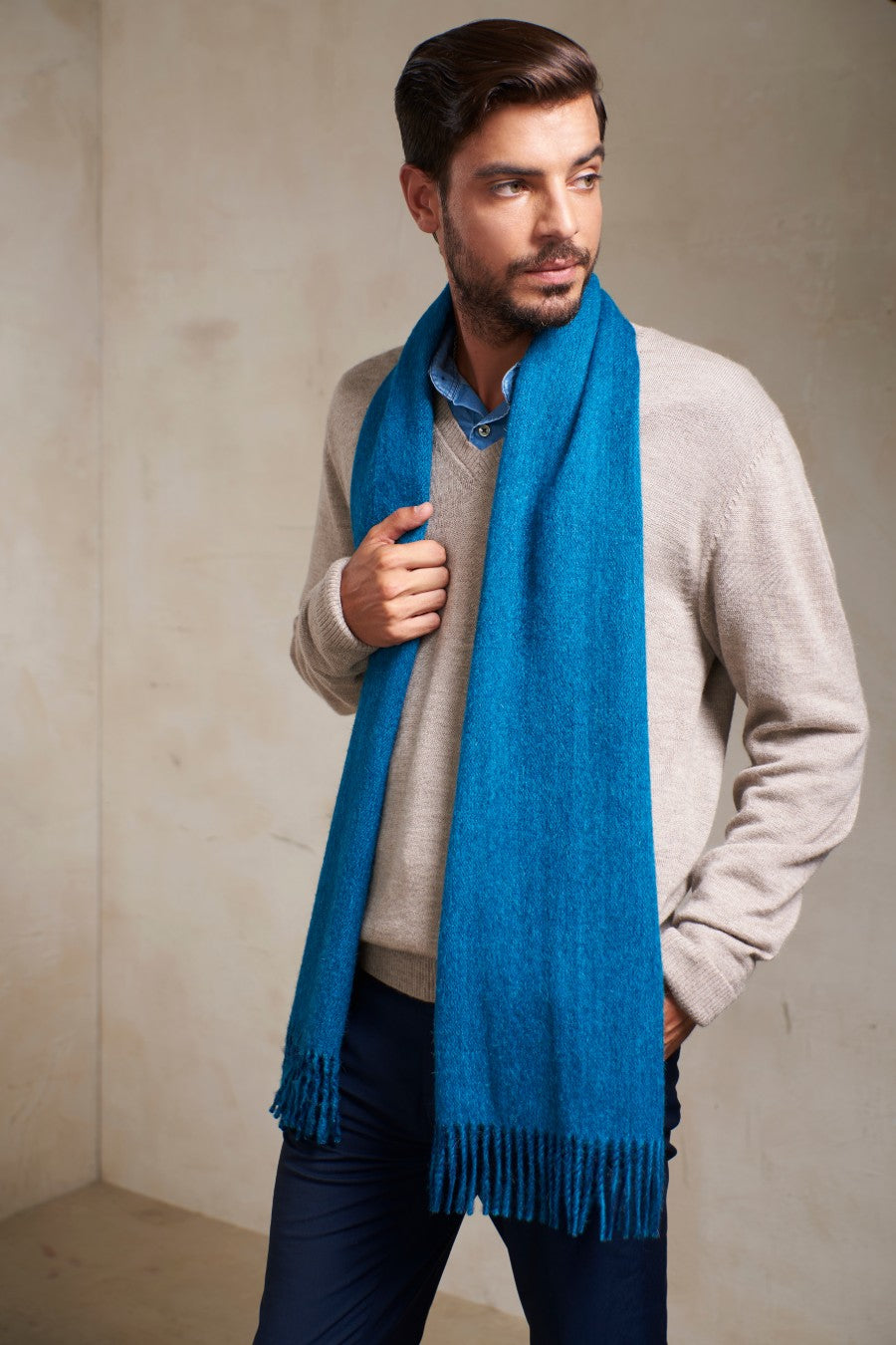 Penang Blue& Turqueza Scarf Baby Alpaca Color Blue