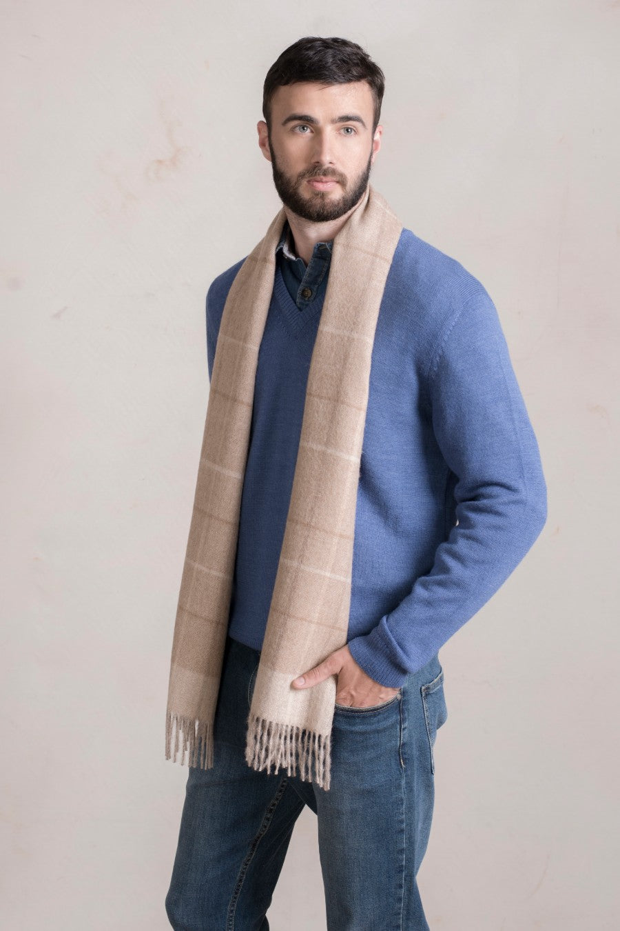 Bufanda Real Baby Alpaca Color Beige