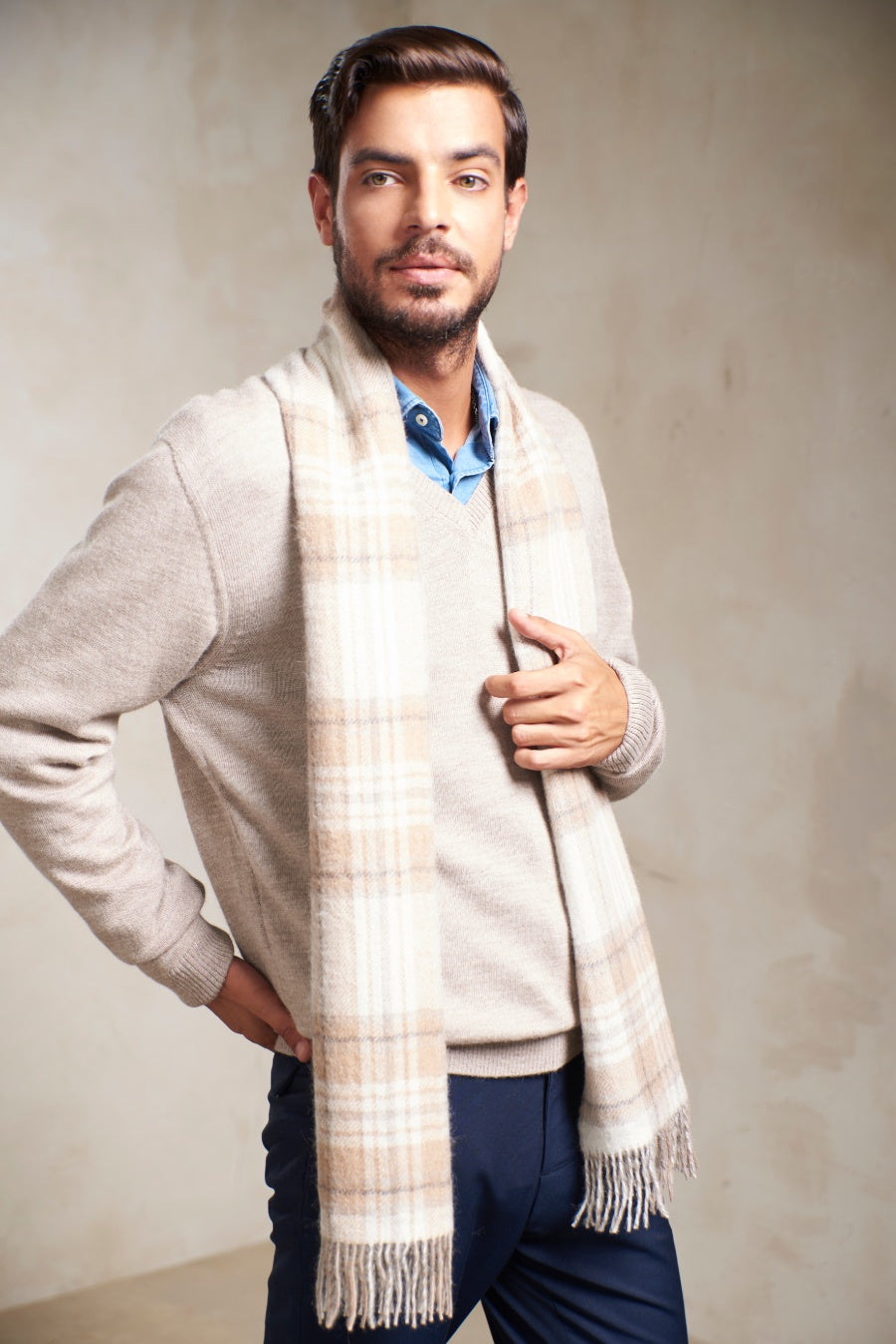 Pimenton Scarf Baby Alpaca Color Ecru