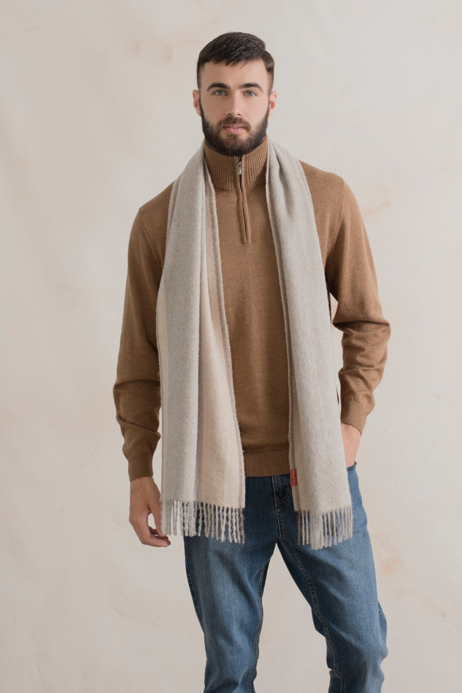 Bufanda Trasera Baby Alpaca Color Gris Claro