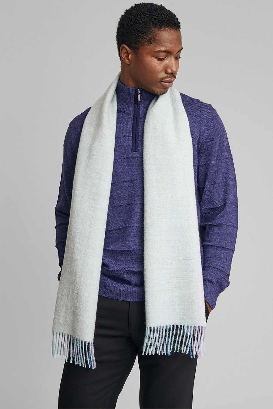 Bufanda Trasera Baby Alpaca Color Azul Bebé