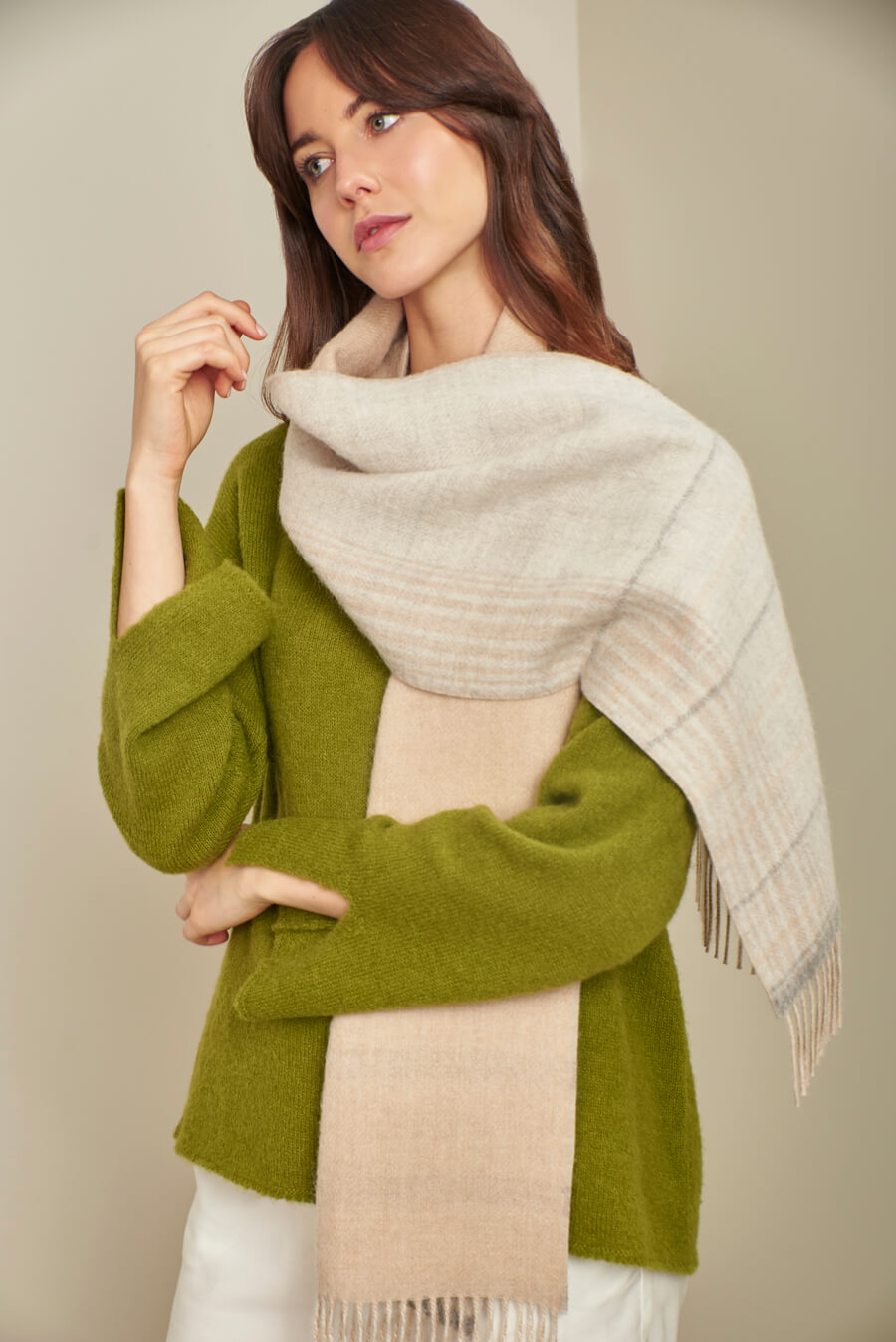 Pelagie B Scarf Baby Alpaca Color Ecru