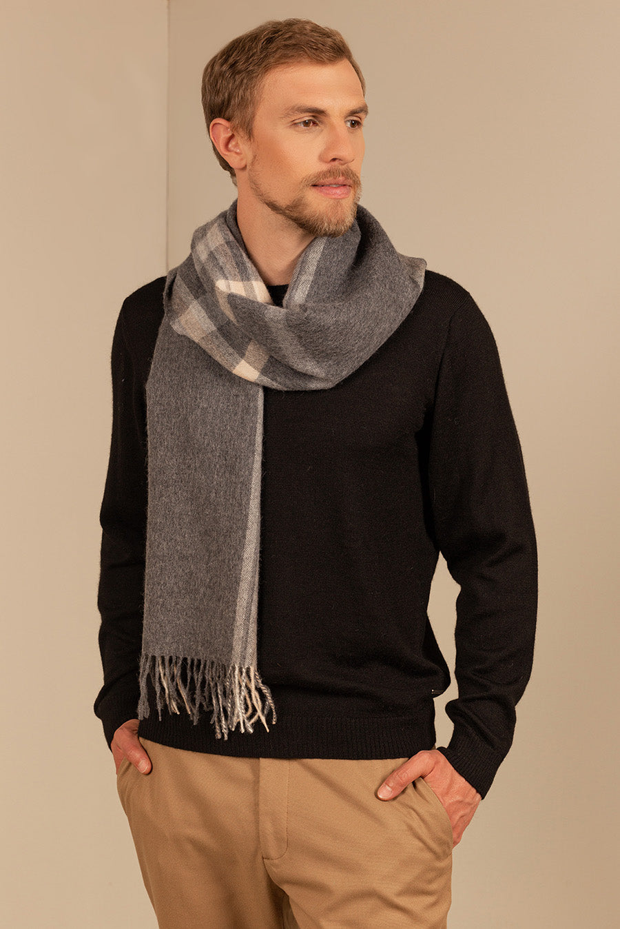 Peltro -B Scarf Baby Alpaca Color Grey