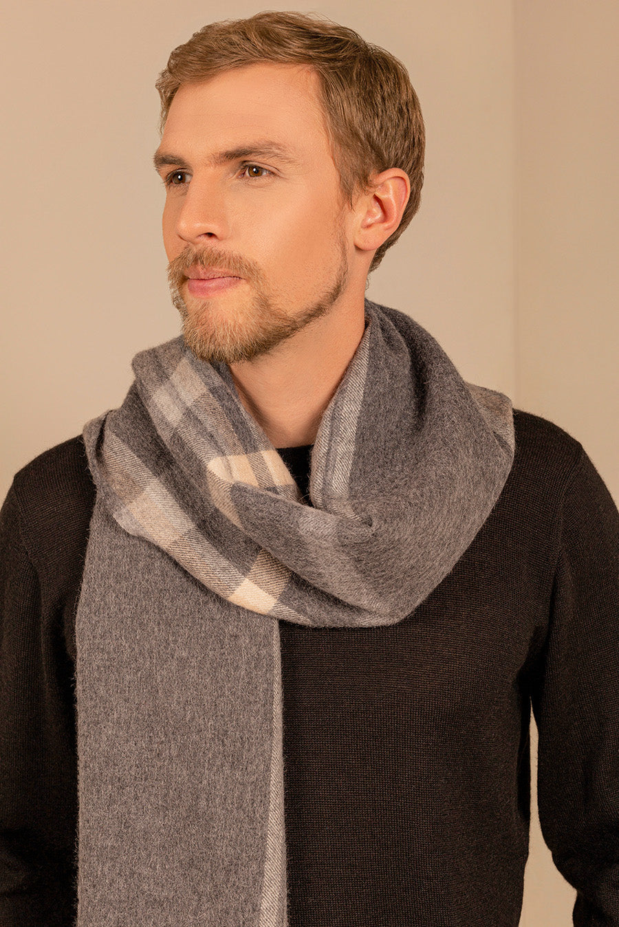 Peltro -B Scarf Baby Alpaca Color Grey