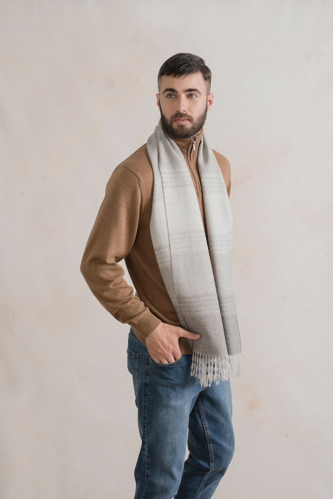 Bufanda Rap Baby Alpaca Color Gris Oscuro