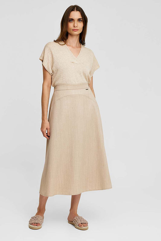 Falda Tejida Lana &amp; Baby Alpaca Color Beige