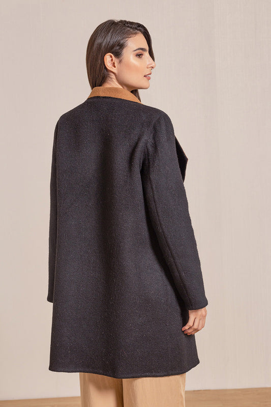 Abrigo Vanucci Baby Alpaca Color Negro y Vicuña