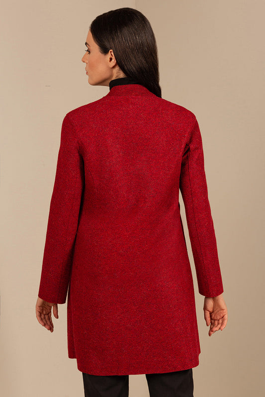 Abrigo Ibis de alpaca y lana color rojo pimienta