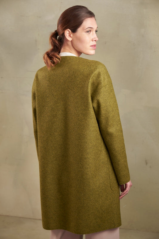 Abrigo Largo de Alpaca y Lana Color Aguacate