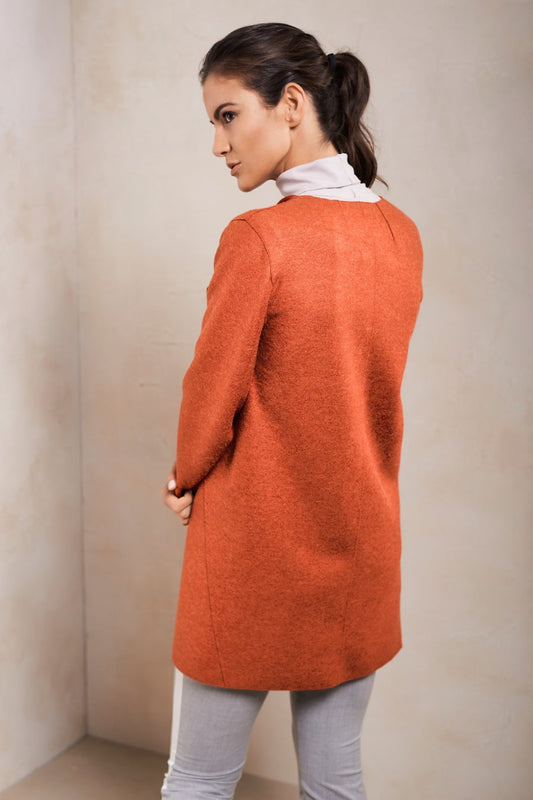 Abrigo Savannah de alpaca y lana color óxido