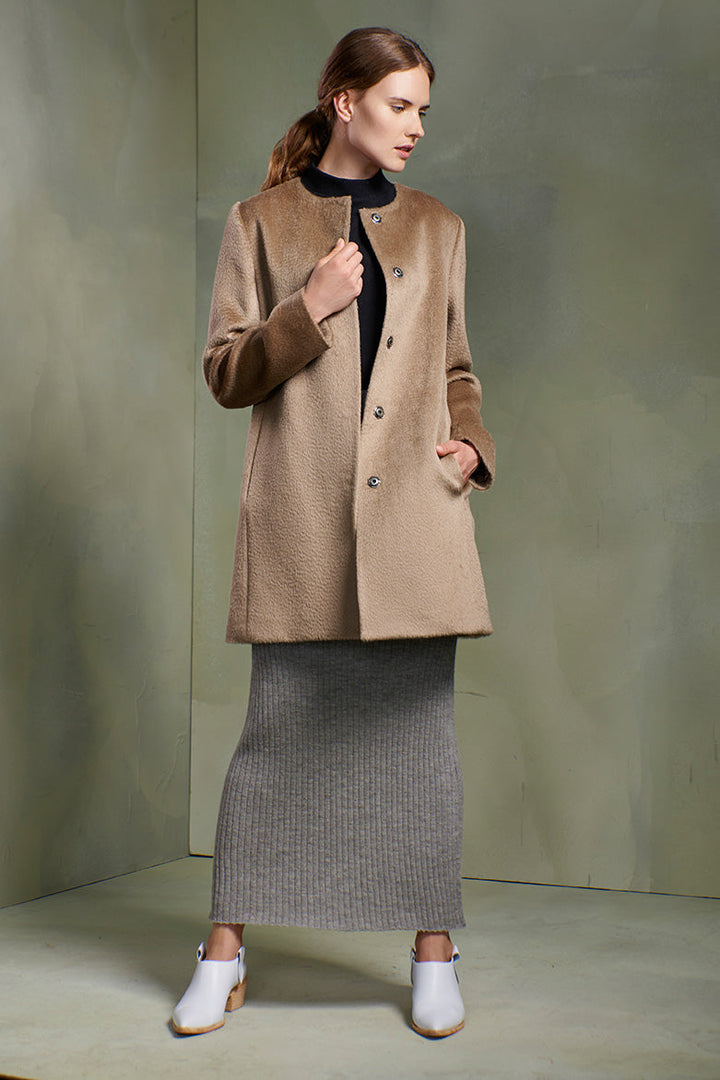 Arcilla color suri de alpaca bebé Thea Coat