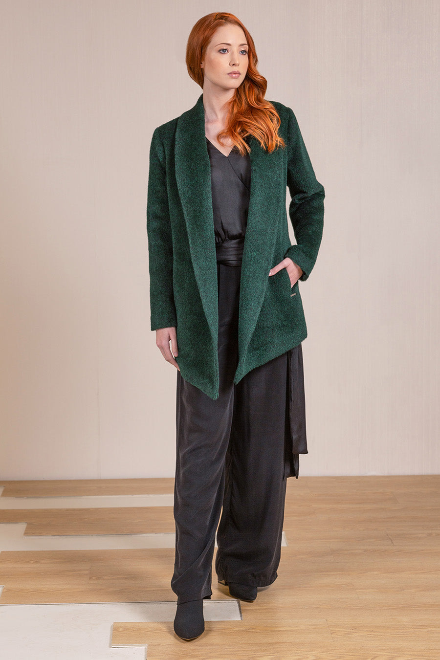 Voila Coat Alpaca Suri Color Spruce