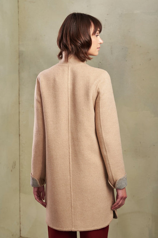 Abrigo Satis Baby Alpaca &amp; Lana Color Croissant &amp; Grigio