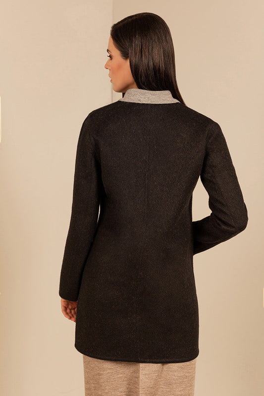 Abrigo Tacna Baby Alpaca &amp; Lana Color Negro &amp; Camel