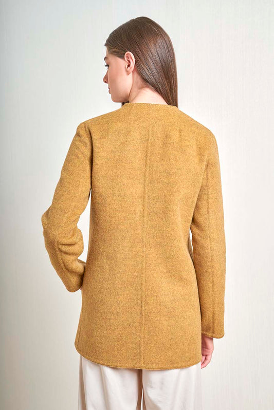 Abrigo Volvera Baby Alpaca y Lana Color Curry&amp;Crema