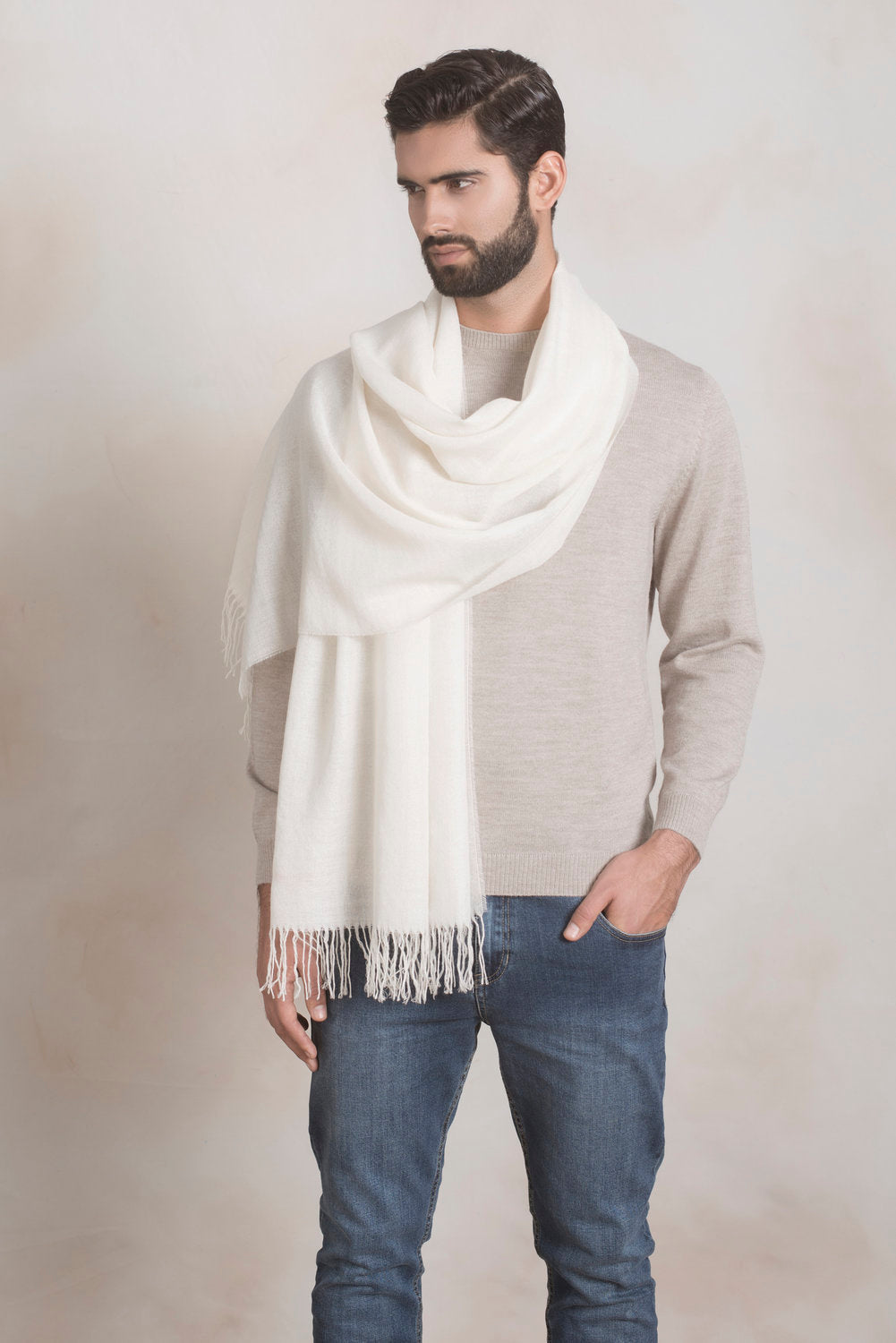 Japones Shawl Baby Alpaca Color Ecru