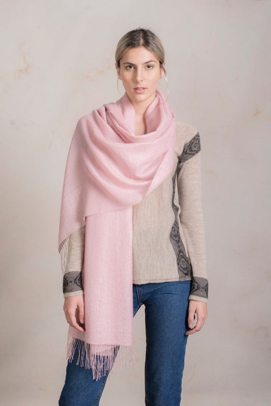 Mantón Japonés Baby Alpaca Color Rosa Claro
