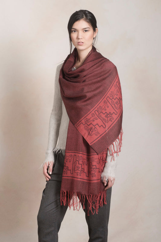 Chancay - 12 Chales Baby Alpaca Color Rojo