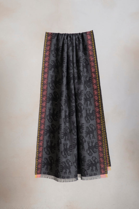 Chimu - 9 Mantón Baby Alpaca Color Gris Oscuro