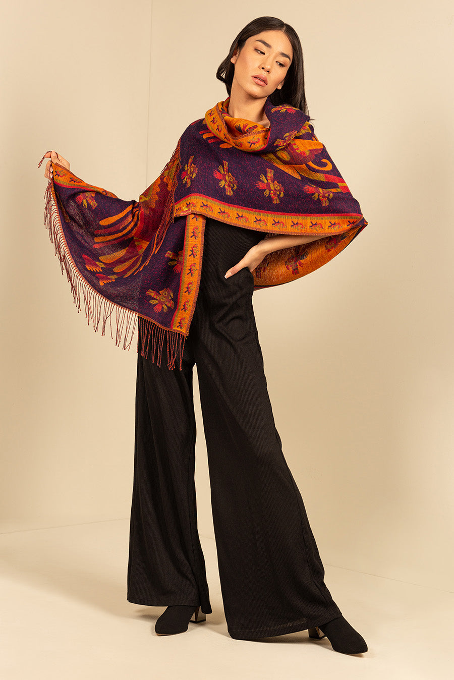 Nazca - 10 Mantón Baby Alpaca Color Guinda