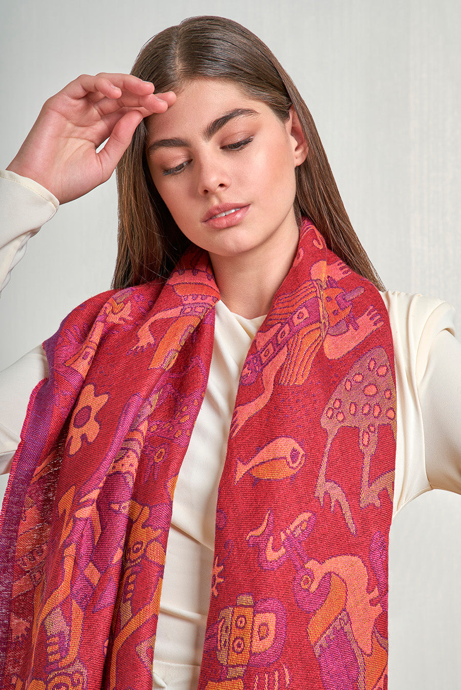 Nazca - 12 Chales Baby Alpaca Color Rojo