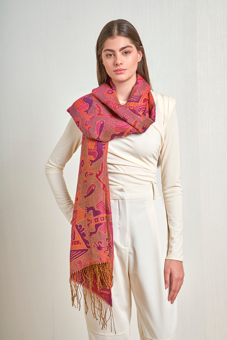 Nazca - 12 Chales Baby Alpaca Color Rojo